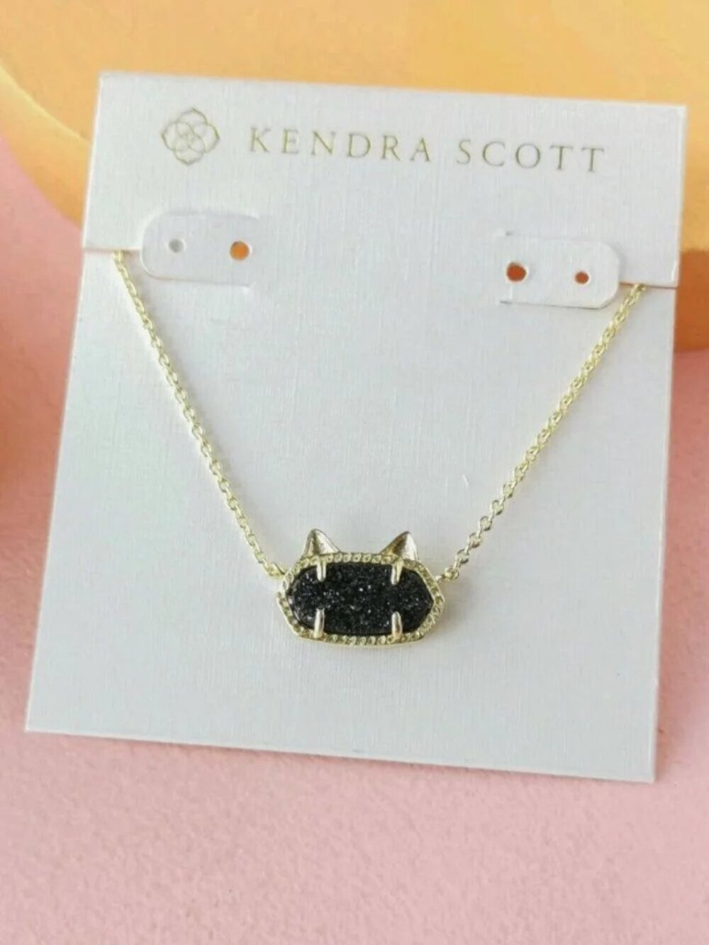 Kendra Scott - Elisa Cat Black Drusy Gold Necklace - NEW